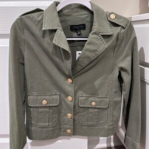 Talbots Burnt Olive Utility Jacket with Gold Buttons